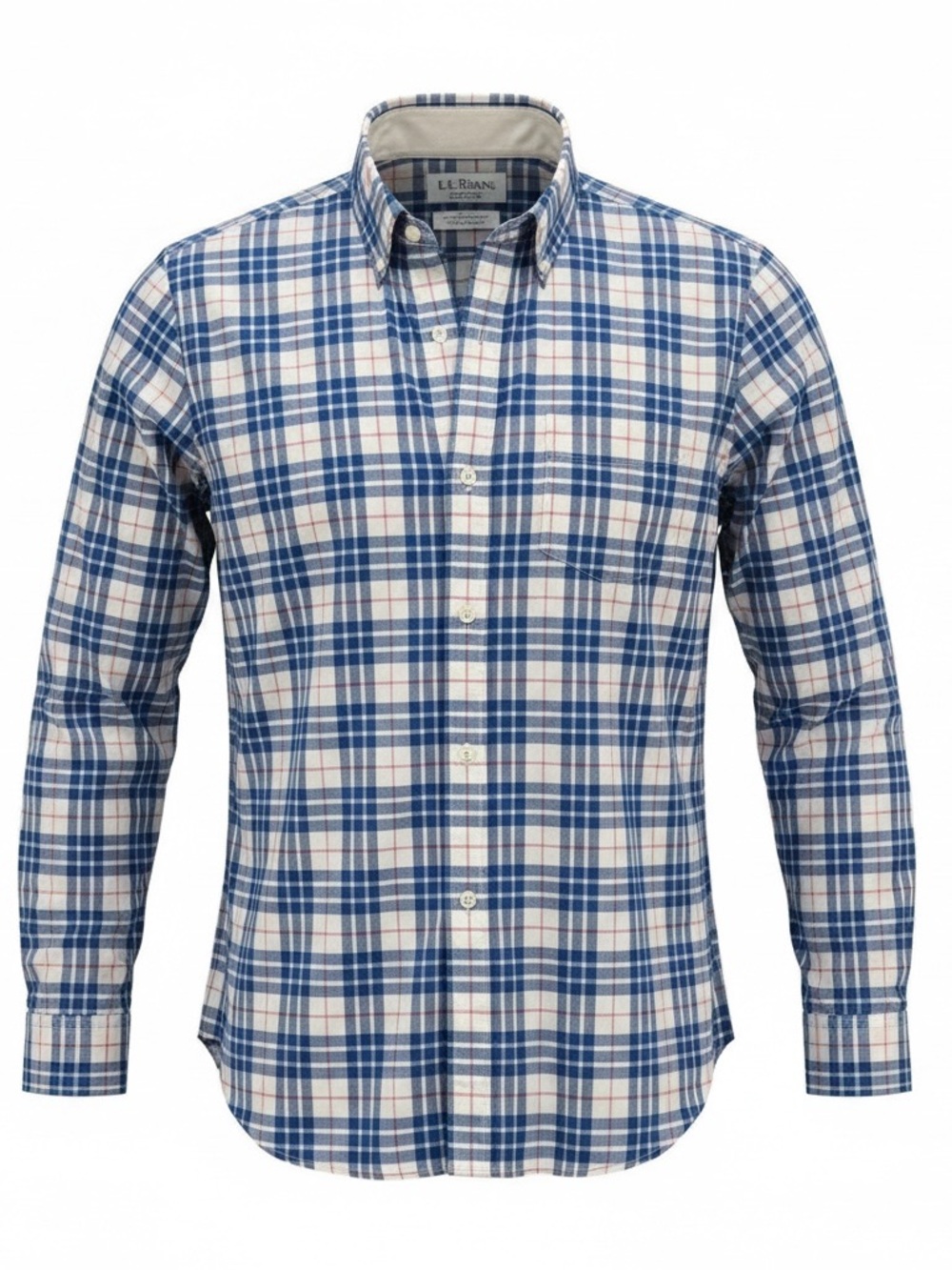 L.L. Bean Men's Long Sleeve Plaid Button-Down Shirt large, cotton, spring